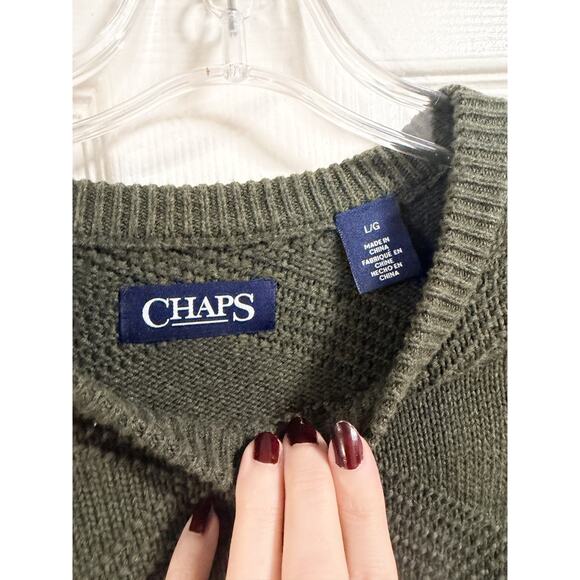 Chaps Men's Pullover Sweater Army Green Size L - Picture 3 of 5